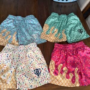 Kids Ice Cream Sprinkles Shorts — Mint, White, Pink, Light blue.